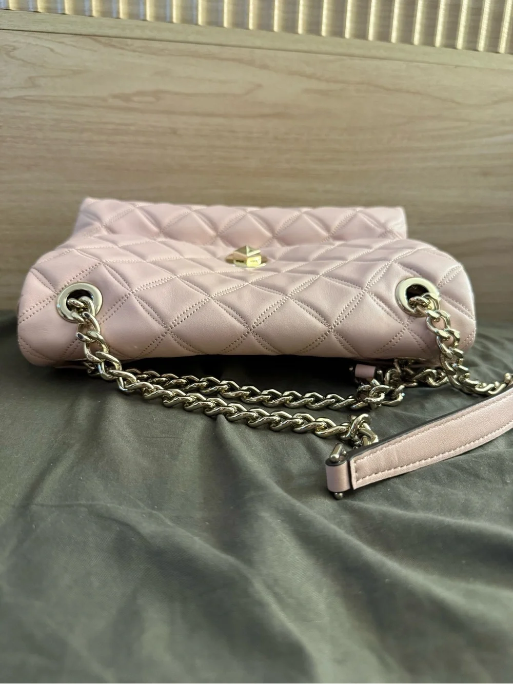kate spade Quilted Pink Shoulder Bag with Gold Chain